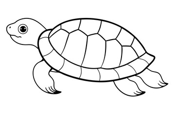 turtle silhouette line art vector illustration with a white background
