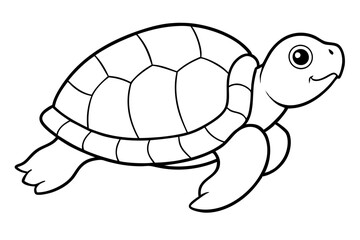 turtle silhouette line art vector illustration with a white background