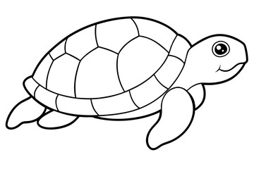 turtle silhouette line art vector illustration with a white background