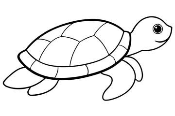 turtle silhouette line art vector illustration with a white background