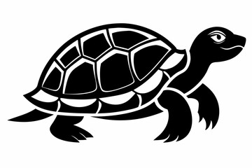 turtle silhouette line art vector illustration with a white background