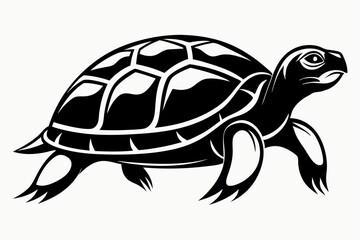 turtle silhouette line art vector illustration with a white background