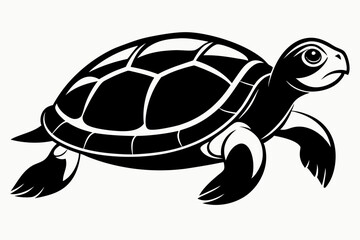 turtle silhouette line art vector illustration with a white background