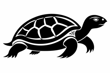 turtle silhouette line art vector illustration with a white background