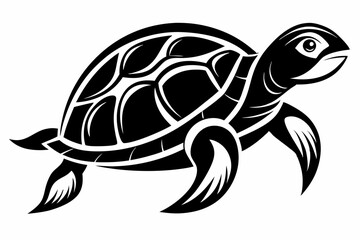 turtle silhouette line art vector illustration with a white background