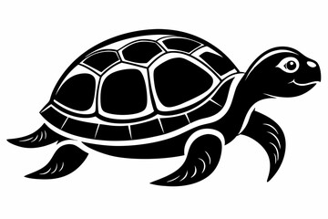 turtle silhouette line art vector illustration with a white background