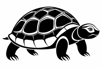 turtle silhouette line art vector illustration with a white background