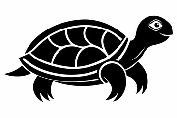 turtle silhouette line art vector illustration with a white background