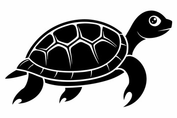 turtle silhouette line art vector illustration with a white background