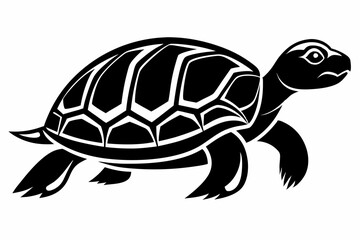 turtle silhouette line art vector illustration with a white background