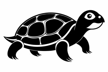 turtle silhouette line art vector illustration with a white background