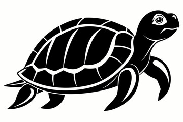 turtle silhouette line art vector illustration with a white background