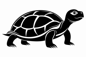 turtle silhouette line art vector illustration with a white background