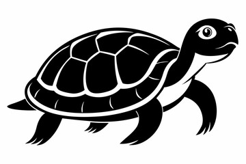 turtle silhouette line art vector illustration with a white background