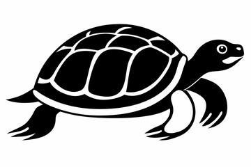 turtle silhouette line art vector illustration with a white background