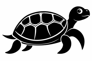 turtle silhouette line art vector illustration with a white background