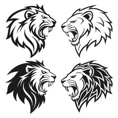Lion Logo Set. Premium Design Collection. Vector Illustration