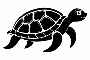 turtle silhouette line art vector illustration with a white background