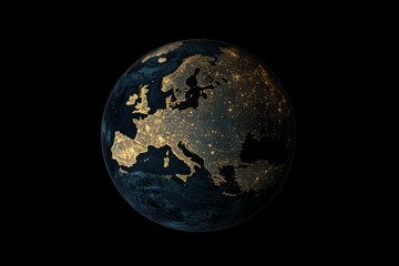 Fototapeta premium Europe at Night - Illuminated Earth from Space