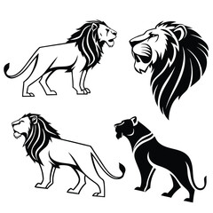 Lion Logo Set. Premium Design Collection. Vector Illustration
