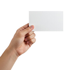 Fototapeta premium Hand holding card isolated on transparent background