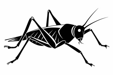 katydid silhouette line art vector illustration with a white background