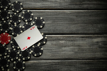 Ace of diamonds is a prediction of a successful victory in the game of poker. Playing card and...
