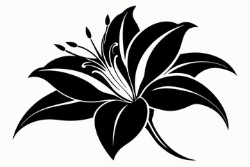 lily silhouette line art vector illustration with a white background