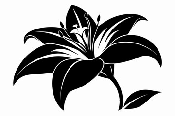 lily silhouette line art vector illustration with a white background