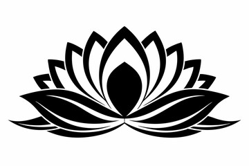 lotus silhouette line art vector illustration with a white background