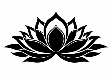 lotus silhouette line art vector illustration with a white background