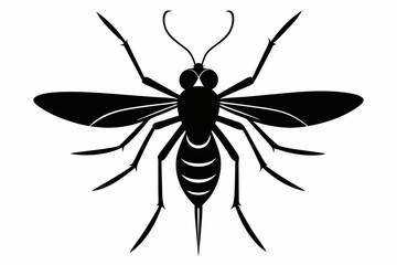 mosquito silhouette line art vector illustration with a white background
