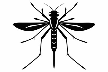 mosquito silhouette line art vector illustration with a white background