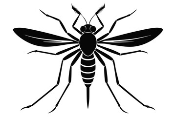 mosquito silhouette line art vector illustration with a white background
