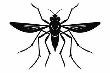 mosquito silhouette line art vector illustration with a white background