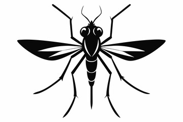 mosquito silhouette line art vector illustration with a white background