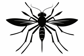 mosquito silhouette line art vector illustration with a white background