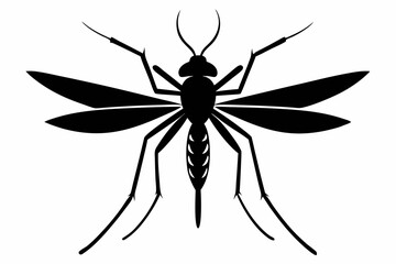 mosquito silhouette line art vector illustration with a white background