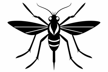 mosquito silhouette line art vector illustration with a white background