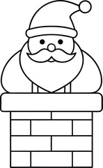 Funny Santa Stuck in Chimney Vector Illustration.