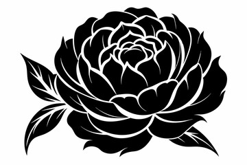peony silhouette line art vector illustration with a white background