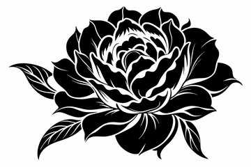 peony silhouette line art vector illustration with a white background