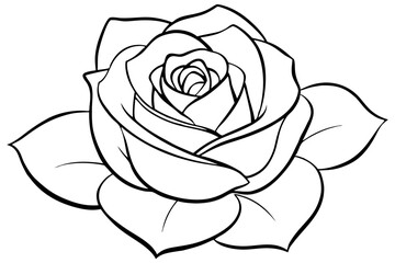 rose silhouette line art vector illustration with a white background