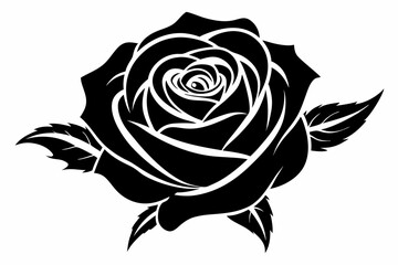 rose silhouette line art vector illustration with a white background