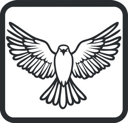 Black and white bird with spread wings silhouette symbolizing flight and freedom