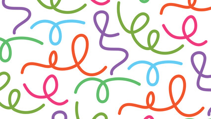 Abstract Color Line Shapes Pattern on White Background.