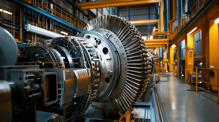 Large Industrial Turbine in a Modern Factory Setting