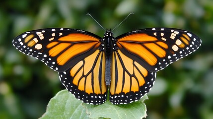 Fototapeta premium Stunning Monarch Butterfly Wings Closeup Nature Photography