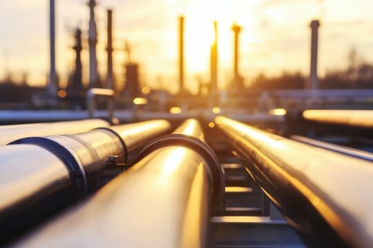 Industrial Pipeline Infrastructure at Sunset
