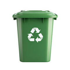 Green recycle bin with recycle logo isolated on transparent background